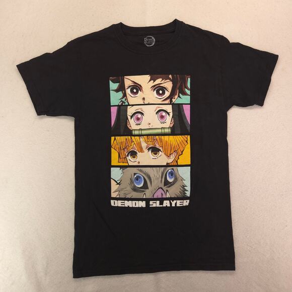 Demon Slayer Anime Short Sleeve Crew Neck Graphic T-Shirt Mens Size S Black - Picture 2 of 9